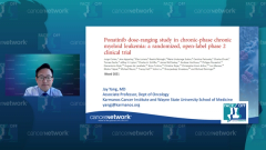 Jay Yang, MD, an expert on chronic myeloid leukemia, presenting clinical trial data