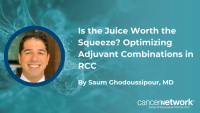 Considering the toxicity burden of dual checkpoint inhibition for adjuvant RCC, Saum Ghodoussipour, MD, posited potential alternatives in the space.