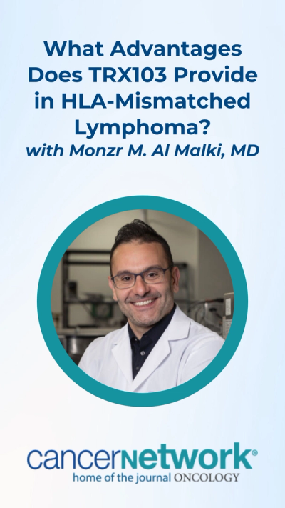 Monzr M. Al Malki, MD, outlined the advantages TRX103, a novel allogeneic CD4 T-cell therapy, offers for HLA-mismatched hematopoietic cell transplant recipients with lymphoma.