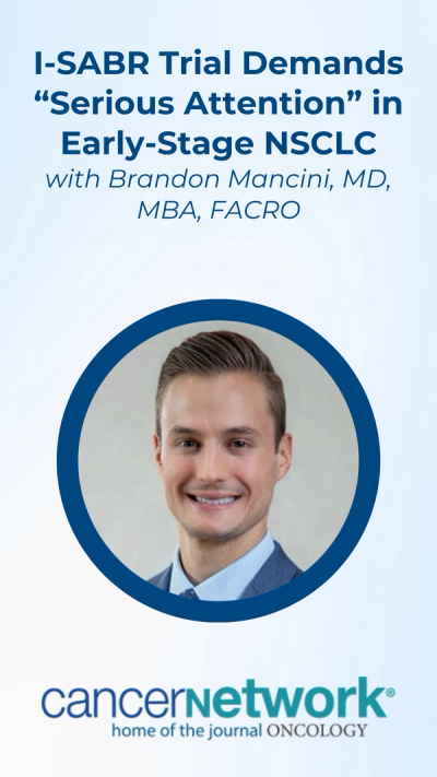 Brandon Mancini, MD, MBA, FACRO, broke down the implications of 6-year overall survival data on nivolumab (Opdivo) following stereotactic ablative radiotherapy (SABR) among patients with early-stage non–small cell lung cancer (NSCLC) in the phase 2 I-SABR trial (NCT03110978), which investigators presented at the 2026 American Society for Radiation Oncology (ASTRO) Annual Meeting.
