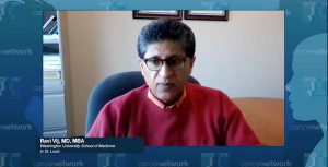 Ravi Vij, MD, MBA, discussed updated analyses of the phase 3 SWOG S0777 trial, supporting the use of bortezomib, lenalidomide, and dexamethasone in untreated patients with multiple myeloma who do not plan on receiving immediate autologous stem cell transplant.