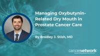 Frequent hydration, salivary gland stimulation, and overnight humidifier use are strategies Bradley J. Stish, MD employs to manage dry mouth.