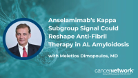 Meletios A. Dimopoulos, MD, explored how anselamimab’s benefit in kappa light chain amyloidosis fits into the evolving role of anti-fibril therapy.