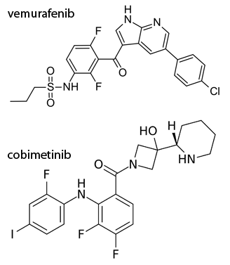 Chemical structures of vemurafenib and cobimetinib