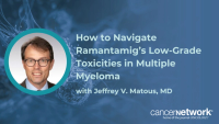 Jeffrey V. Matous, MD, discusses how to counsel patients on chronic, low-grade toxicities to support adherence to ramantamig.