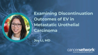 Among patients who discontinued enfortumab vedotin due to an ongoing response or toxicity, 57% were treatment-free and alive 1 year later.