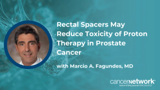 Marcio A. Fagundes, MD, explained how proton therapy and rectal spacers can reduce radiation exposure to the rectum, bowel, and bladder in prostate cancer.