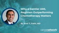 Azacitidine/venetoclax improving EFS over chemotherapy in fit patients with AML is an “important outcome,” according to Amir T. Fathi, MD.