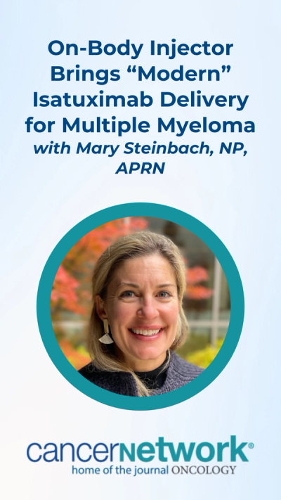 Mary Steinbach, NP, APRN, highlighted the advantages of subcutaneous isatuximab-irfc delivered via an on-body injector (OBI), which conferred better patient-reported outcomes than the intravenous solution.
