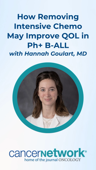 Hannah Goulart, MD, a hematology oncology fellow at the MD Anderson Cancer Center, explained that patients with Ph-positive B-ALL may experience an improvement in QOL with an immunotherapy-based backbone vs a chemotherapy-based backbone.