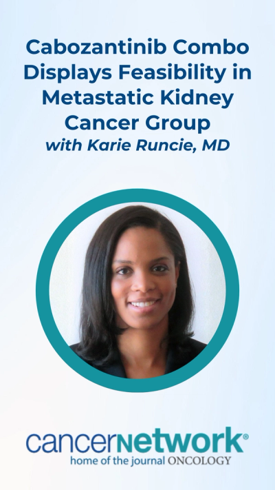 Karie Runcie, MD, highlighted research she conducted as part of the phase 2 Cyto-KIK trial, a single-arm study assessing cabozantinib and nivolumab in metastatic kidney cancer prior to cytoreductive nephrectomy.
