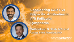 Two hematologic oncologists debated the clinical trade-offs of CAR T-cell therapy vs bispecific antibodies in relapsed/refractory follicular lymphoma.