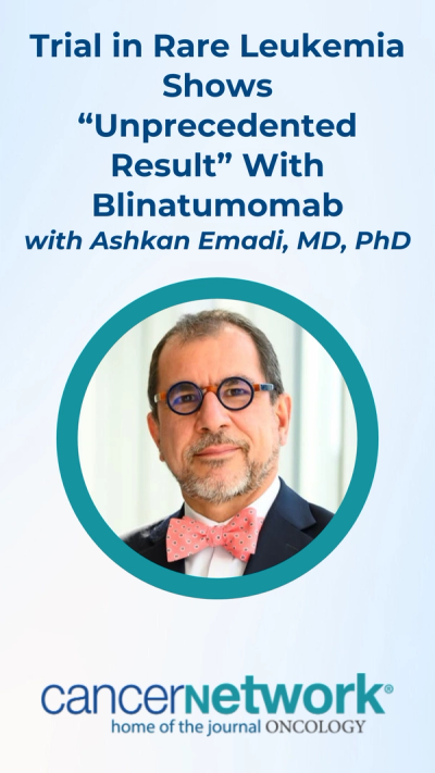 In a conversation with CancerNetwork®, Ashkan Emadi, MD, PhD, discussed early findings from a phase 2 trial (NCT07222579) assessing subcutaneous blinatumomab (Blincyto) among patients with CD19-positive mixed phenotype acute leukemia (MPAL), a rare acute leukemia.