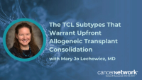 Adult T-cell lymphoma and leukemia may warrant upfront allogeneic transplant, according to Mary Jo Lechowicz, MD.