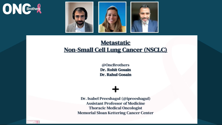 Isabel Preeshagul, DO, MBS, with the Oncology Brothers presenting slides