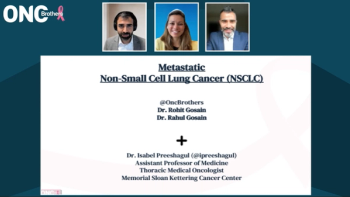 Isabel Preeshagul, DO, MBS, with the Oncology Brothers presenting slides