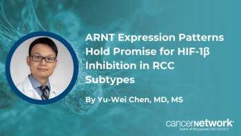 Yu-Wei Chen, MD, MS, discussed research on ARNT expression patterns in RCC and potential implications for HIF-1β targeting therapies like NEO-811.