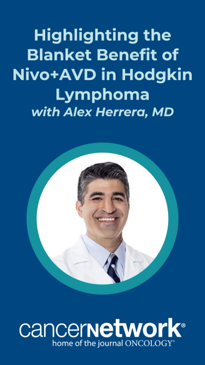 Alex Herrera, MD, discussed the efficacy data from the phase 3 SWOG S1826 trial, which supported the March 2026 approval of nivolumab plus AVD among patients with untreated stage III or IV Hodgkin lymphoma.