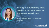 María Teresa Bourlon, MD, MSc, FASCO, discussed why early RADICAL trial closure and adverse effects outweigh secondary survival signals in bone-metastatic RCC.