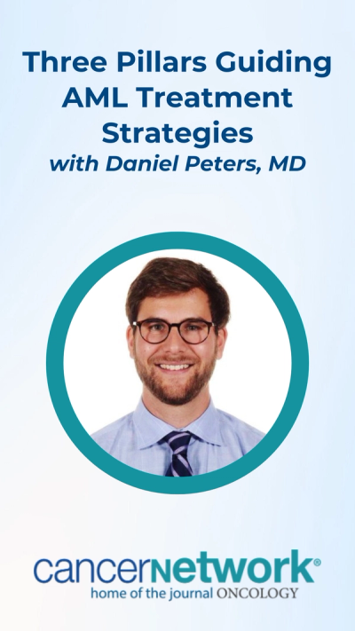 Daniel Peters, MD, discussed 3 main pillars he uses to guide practice when treating patients with acute myeloid leukemia (AML); patient health, treatment goals, and molecular testing (genomics).