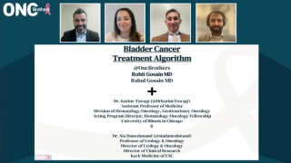 Karine Tawagi, MD, and Sia Daneshmand, MD, with the Oncology Brothers presenting slides