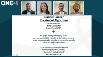Karine Tawagi, MD, and Sia Daneshmand, MD, with the Oncology Brothers presenting slides