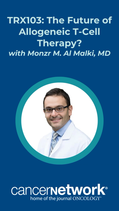 Monzr M. Al Malki, MD, described TRX103, an off-the-shelf allogenic T-cell therapy, contextualized by a presentation he gave at the 2026 Tandem Meetings.