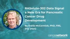 Frank McCormick, PhD, FRS, DSc (Hon), discussed how RASolute-302 data showing daraxonrasib nearly doubled survival reshaped pancreatic cancer drug development.