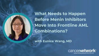 Combination approvals for revumenib and ziftomenib in relapsed/refractory acute myeloid leukemia may arrive before frontline approvals, according to Eunice Wang, MD.
