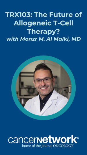 Monzr M. Al Malki, MD, described TRX103, an off-the-shelf allogenic T-cell therapy, contextualized by a presentation he gave at the 2026 Tandem Meetings.