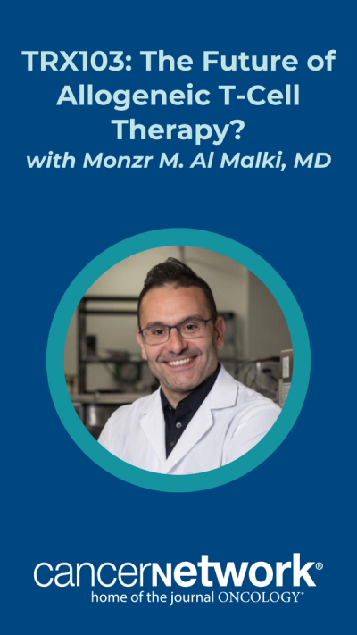 Monzr M. Al Malki, MD, described TRX103, an off-the-shelf allogenic T-cell therapy, contextualized by a presentation he gave at the 2026 Tandem Meetings.