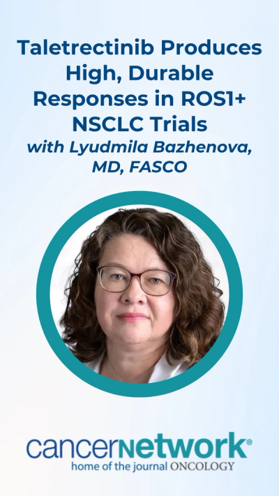 In a conversation with CancerNetwork®, Lyudmila Bazhenova, MD, FASCO, detailed efficacy data from a pooled population of patients with ROS1-positive tyrosine kinase inhibitor (TKI)–naïve non–small cell lung cancer (NSCLC) who received taletrectinib (Ibtrozi) in the phase 2 TRUST-I (NCT04395677) and TRUST-II trials (NCT04919811), which she presented at the 2026 American Association for Cancer Research (AACR) Annual Meeting.