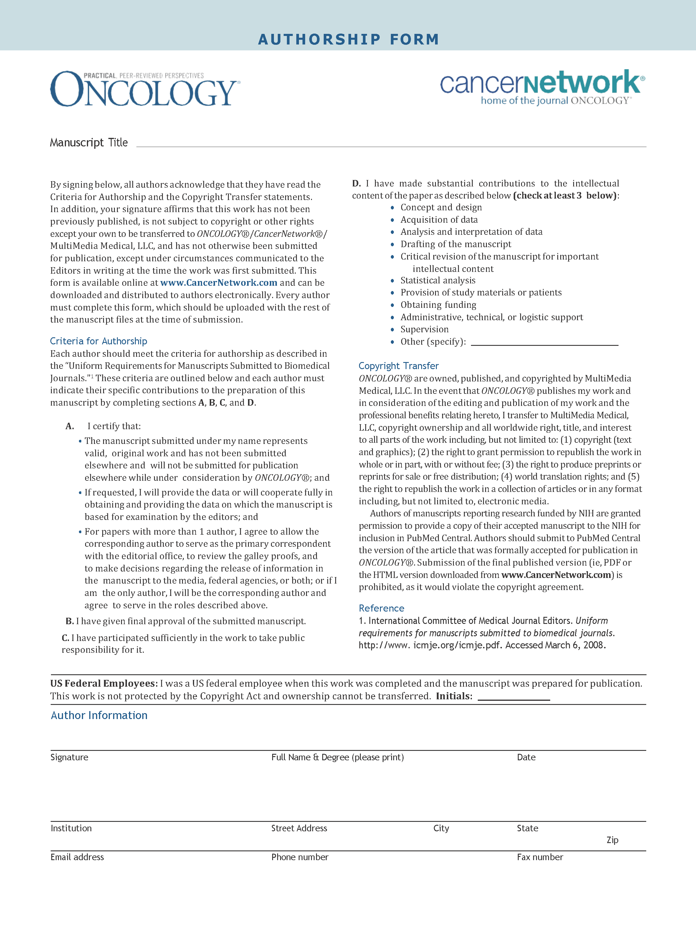 Authorship Form