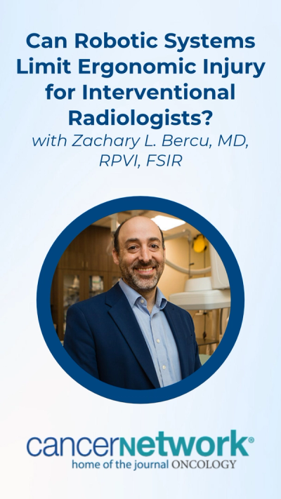 Zachary L. Bercu, MD, RPVI, FSIR, discussed how ergonomic strain from wearing lead in the angio suite, rather than radiation exposure itself, is the leading source of disability among interventional radiologists.