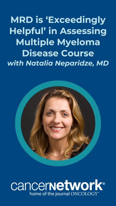 In a discussion with CancerNetwork®, Natalia Neparidze, MD, spoke about the importance of minimal residual disease (MRD) as a relevant end point for clinical trials assessing novel therapeutic strategies among patients with multiple myeloma.