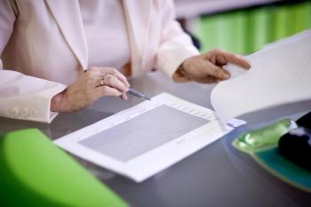 Investigator reviewing reports