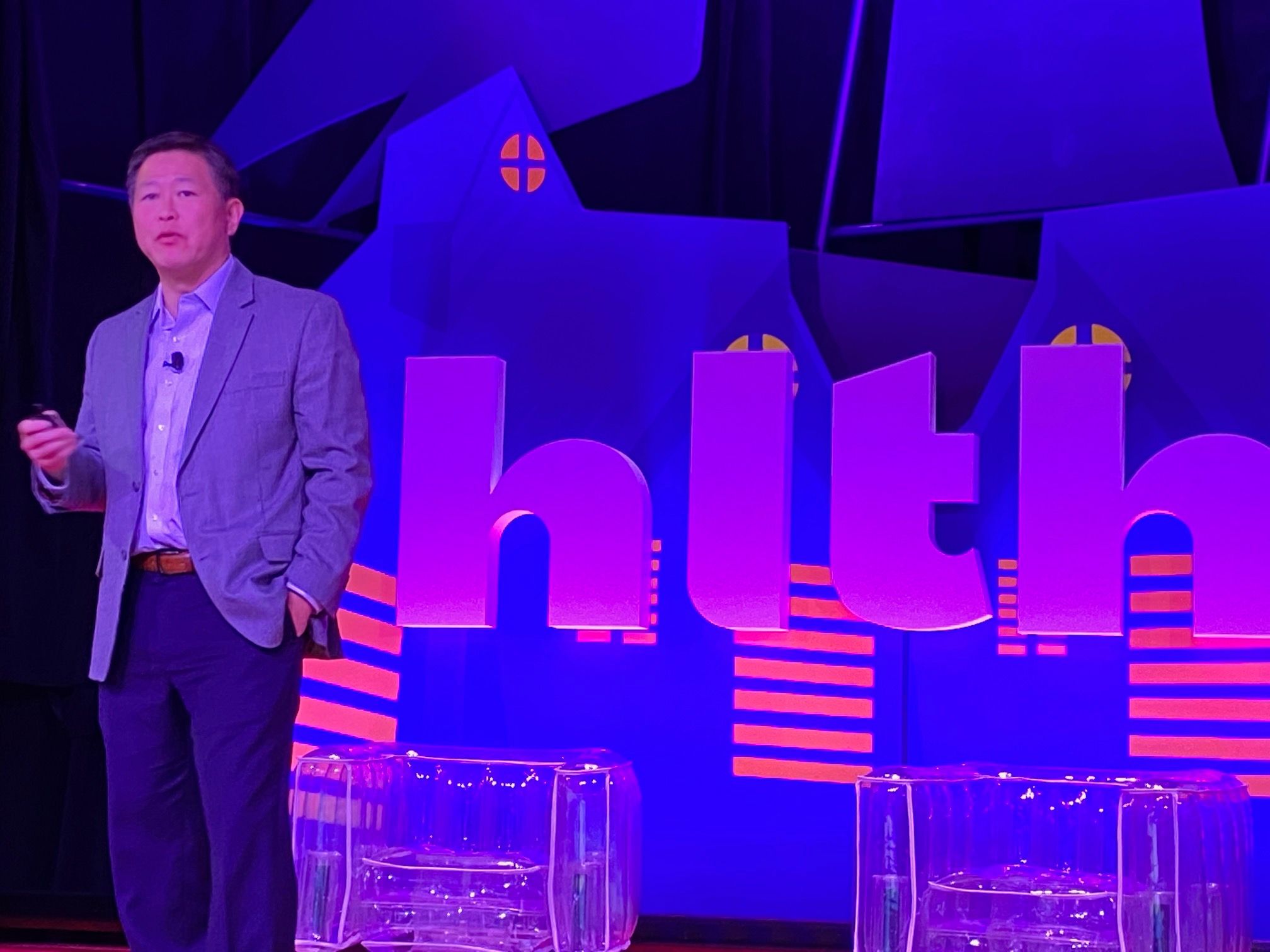 Jaewon Ryu, Geisinger president and CEO, speaks at the HLTH Conference in Las Vegas, Monday, Nov. 14. (Photo: Ron Southwick)
