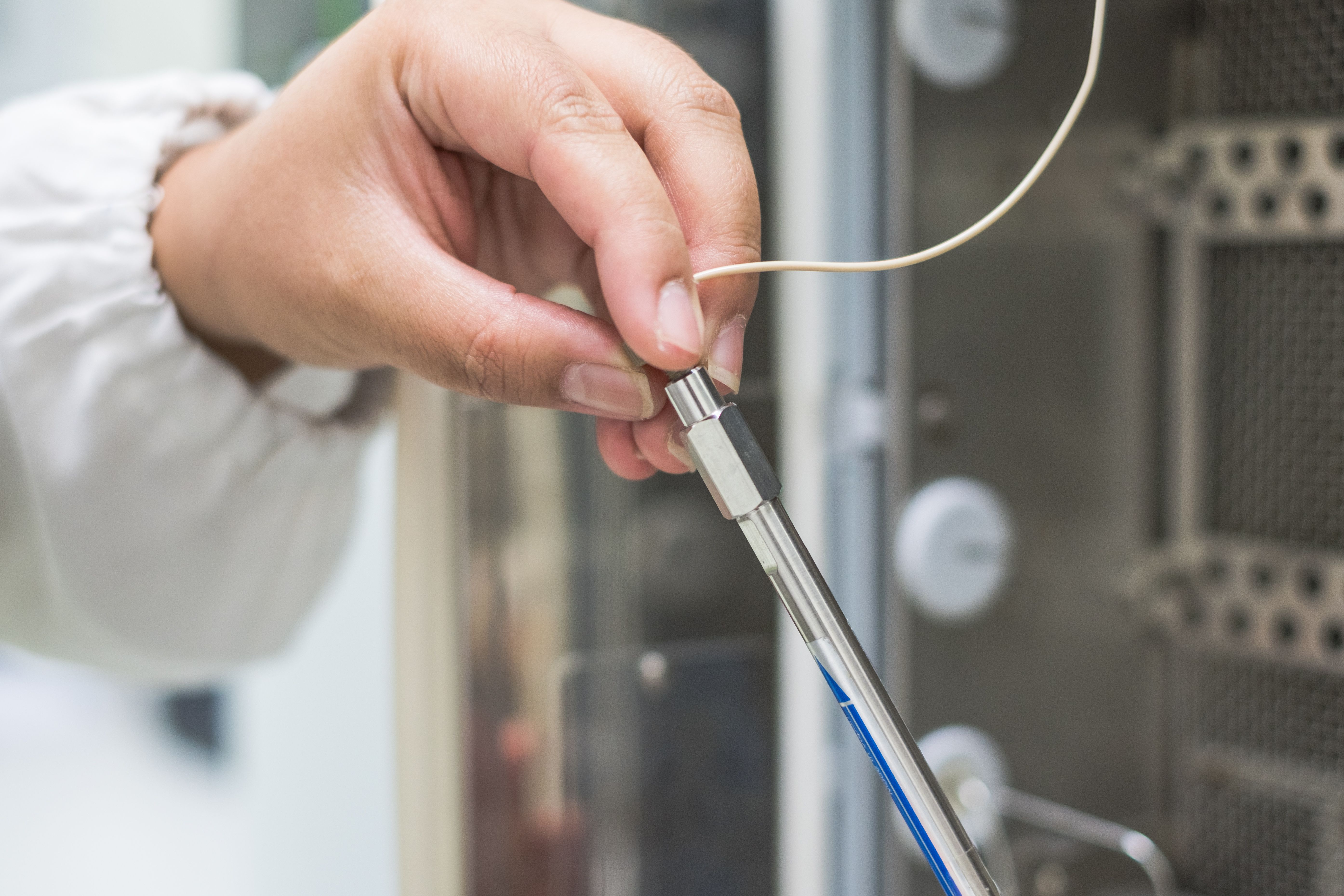 Analyst is working in laboratory with connecting HPLC column to the HPLC system before install to column oven, concept of qc laboratory in pharmaceutical industry . | Image Credit: © Sukjai Photo - stock.adobe.com