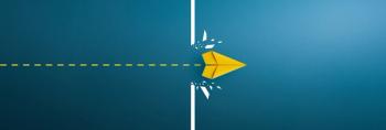 Yellow paper plane breaking through obstacle, Concept of overcoming barriers, goal, target. copy space | Image Credit: © Worawut - stock.adobe.com.