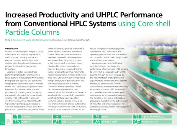 Increased Productivity and UHPLC Performance from Conventional HPLC ...
