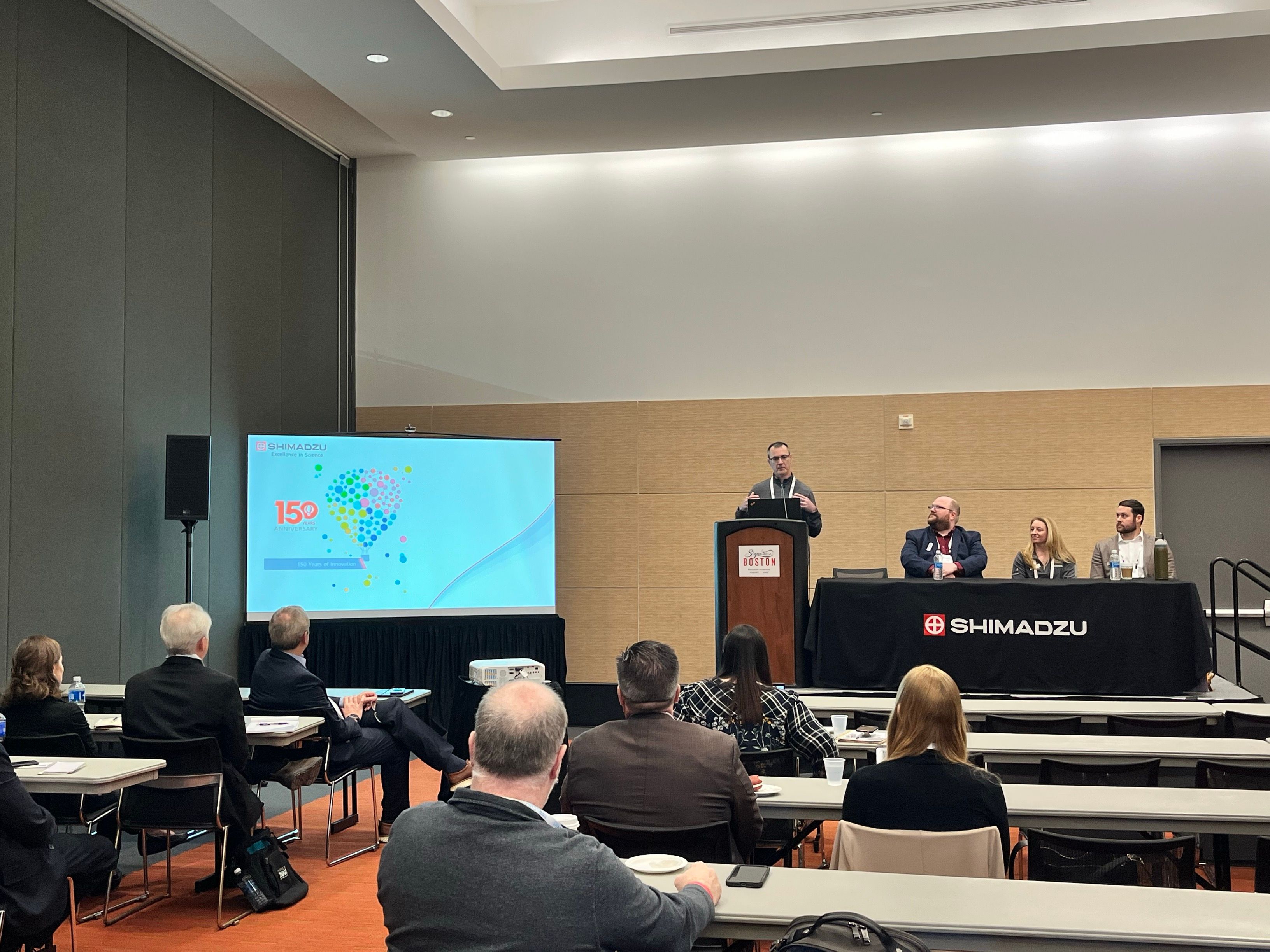 Kevin McLaughlin speaks during the Shimadzu press conference at Pittcon 2025. | Image credit: Caro
