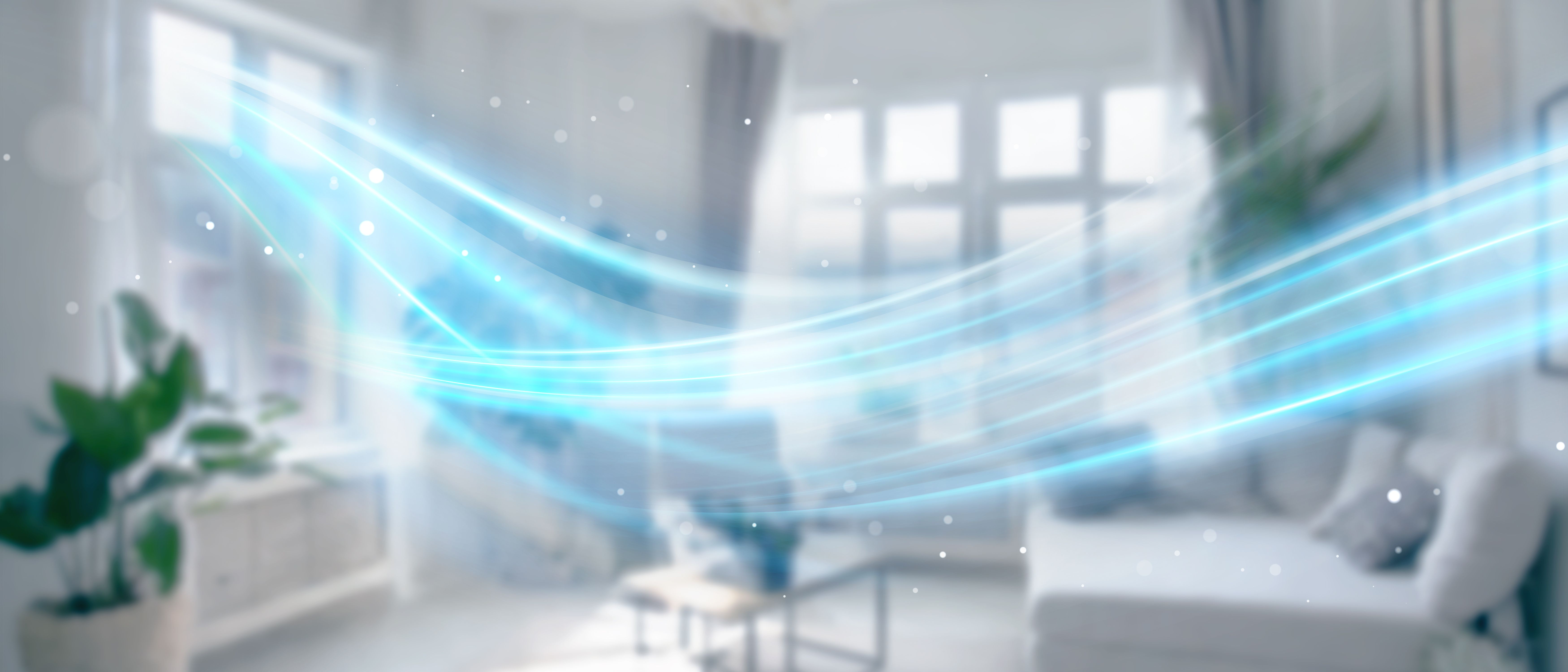 Blue waves of fresh clean air in the apartment. Air conditioner. Fresh scent and air filtration effect. | Image Credit: © Yuri Hoyda - stock.adobe.com
