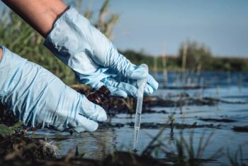 Water pollution concept. Woman scientist takes a water sample from polluted pond. | Image Credit: © Natali - stock.adobe.com