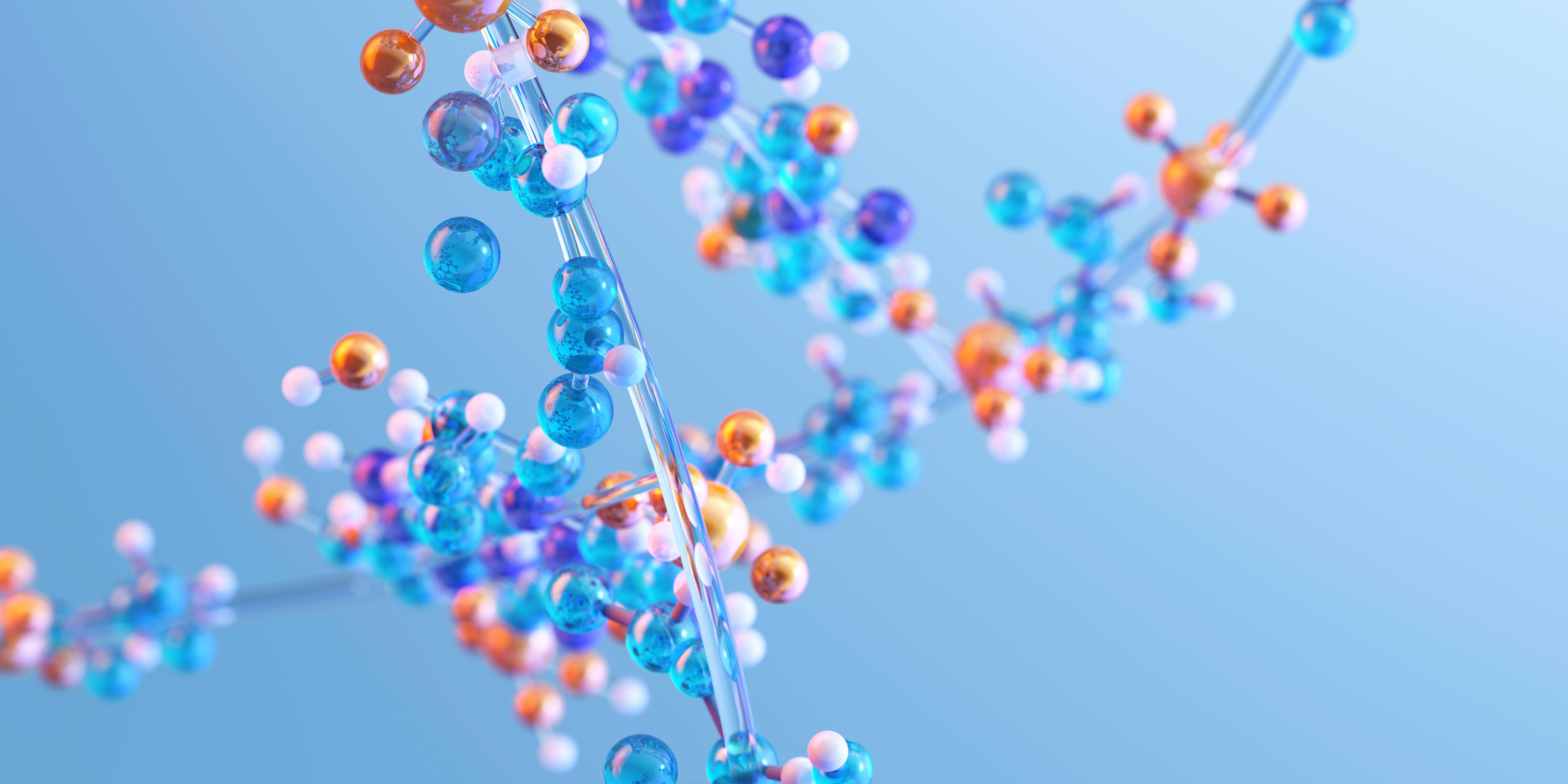 Amino acids in protein molecules, essential for DNA molecular structure, metabolism, muscle synthesis, and recovery. Key for health, fitness, bodybuilding, and nutrition through dietary supplements 3D | Image Credit: © Corona Borealis - stock.adobe.com