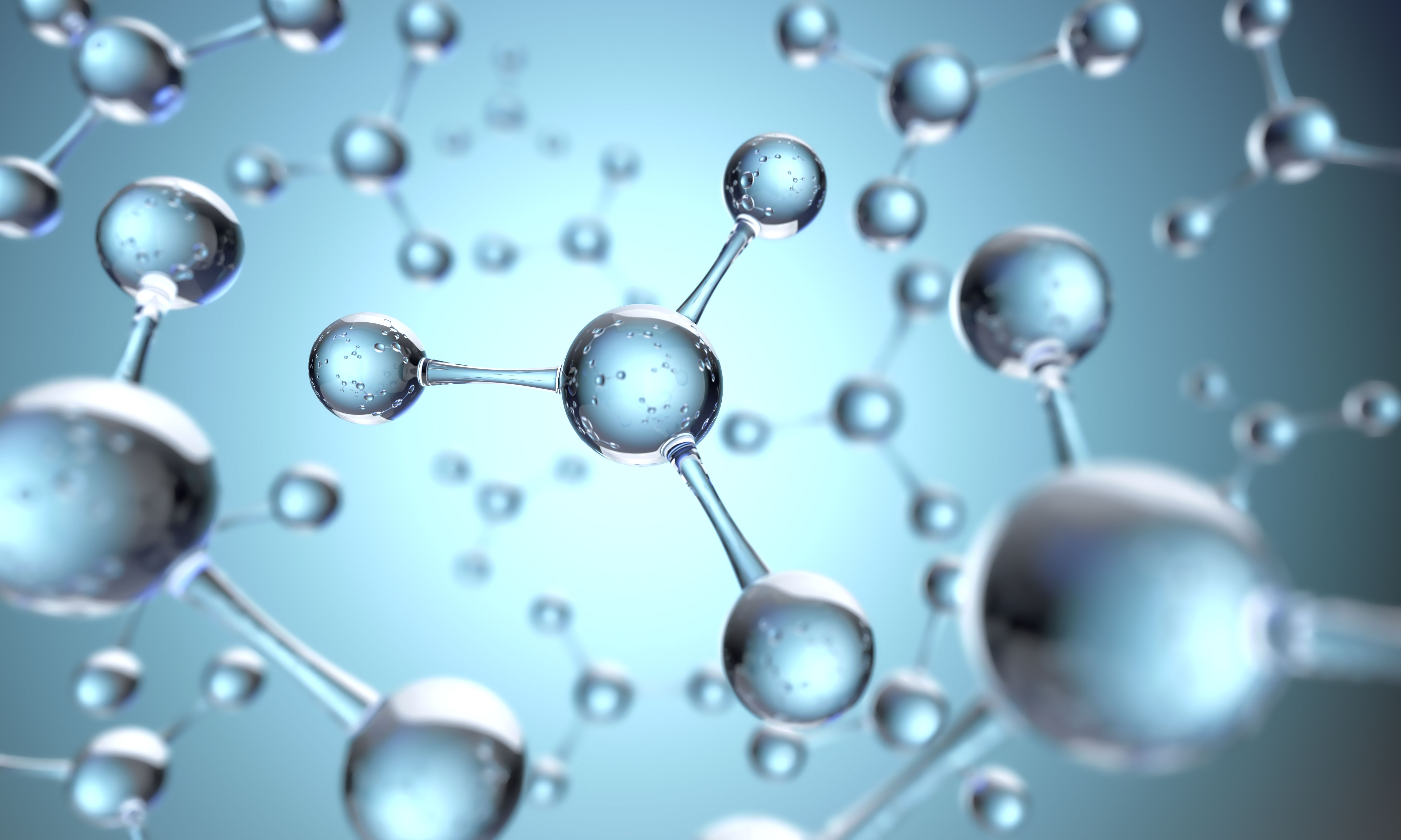 Science background with molecule or atom, Abstract structure for Science or medical background, 3d illustration. | Image Credit: © Anusorn - stock.adobe.com