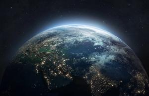 earth at night in outer space