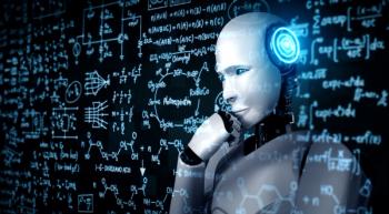 Thinking AI humanoid robot analyzing screen of mathematics formula and science equation by using artificial intelligence and machine learning process for the 4th industrial revolution. 3D illustration | Image Credit: © InfiniteFlow - stock.adobe.com.