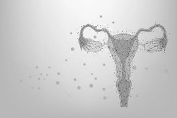 Abstract mesh line and point Ovaries. Low poly female reproductive organs uterus and ovaries health care. Polygonal illustration | Image Credit: © Brazhyk - stock.adobe.com