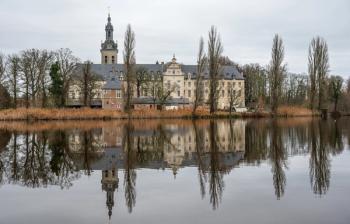 Reflections of winter trees in the ponds of Abdij van Park, Kessel-Lo, Leuven © Werner - stock.adobe.com