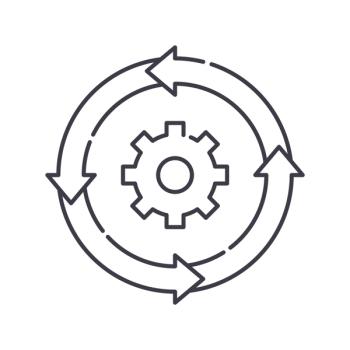 Iteration cycle icon, linear isolated illustration, thin line vector, web design sign, outline concept symbol with editable stroke on white background.